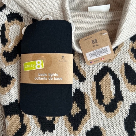 Crazy 8 Leopard Print Cowl Neck Sweater Dress Black Tights Animal Print M (7/8) - Picture 4 of 7
